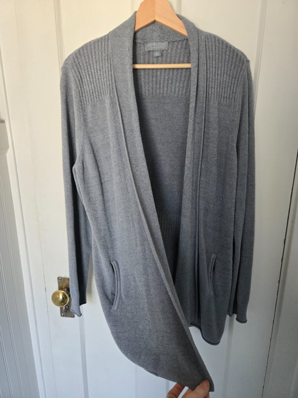 Barefoot Dreams Women's Cozychic Ultra Lite Cardi Size L Blue Open Cardigan Robe - Picture 6 of 10